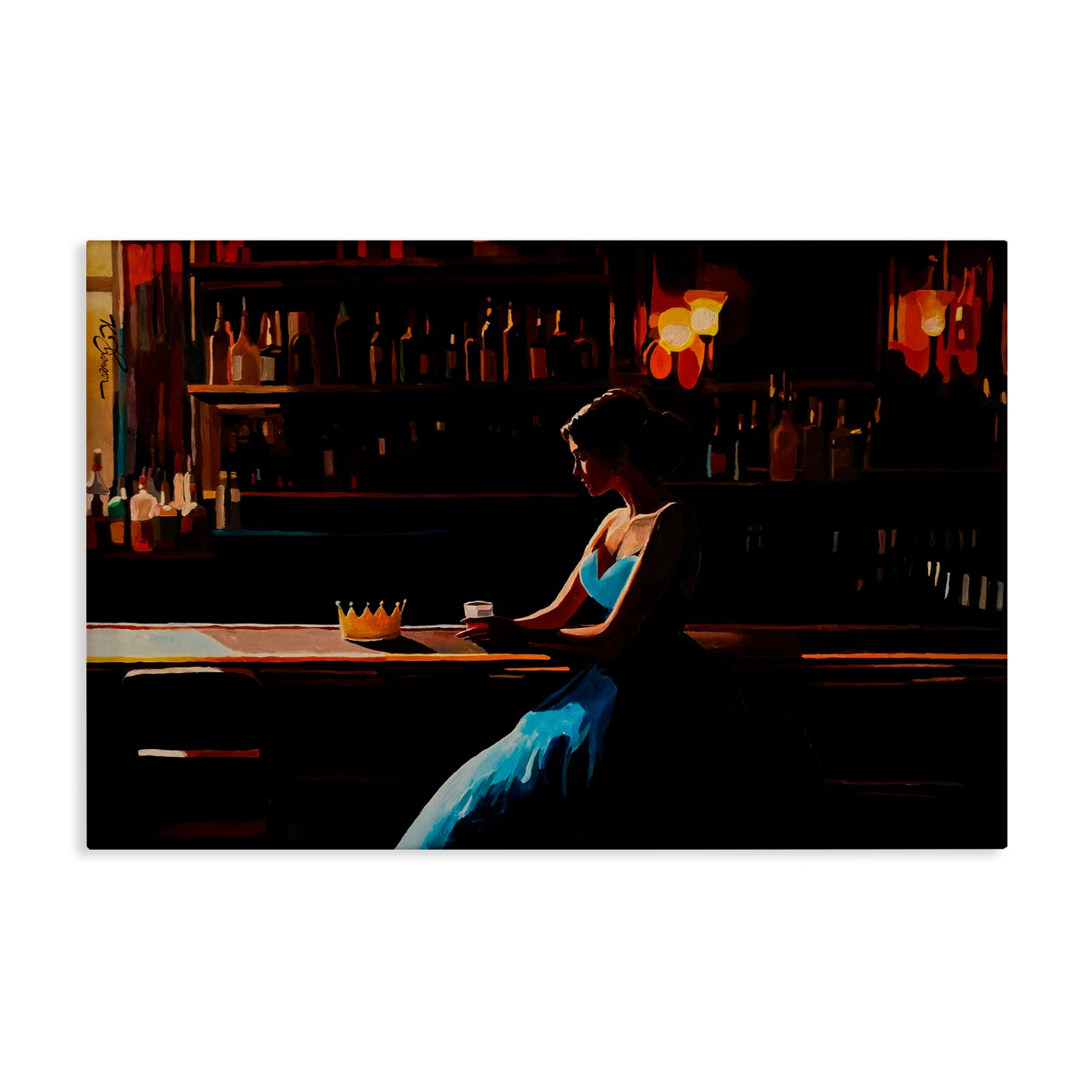 Stupell Industries Crown Royal Female at Bar Canvas, design by Keith Thomson